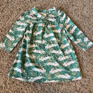 Baby Boden Green and White Bunny dress
